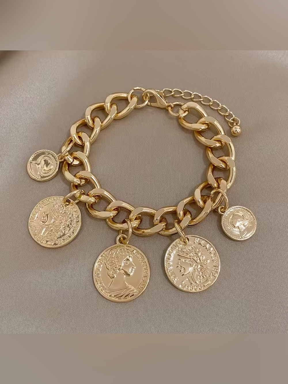 Gold Coin Charm Bracelet - Women's Fashion Jewelry